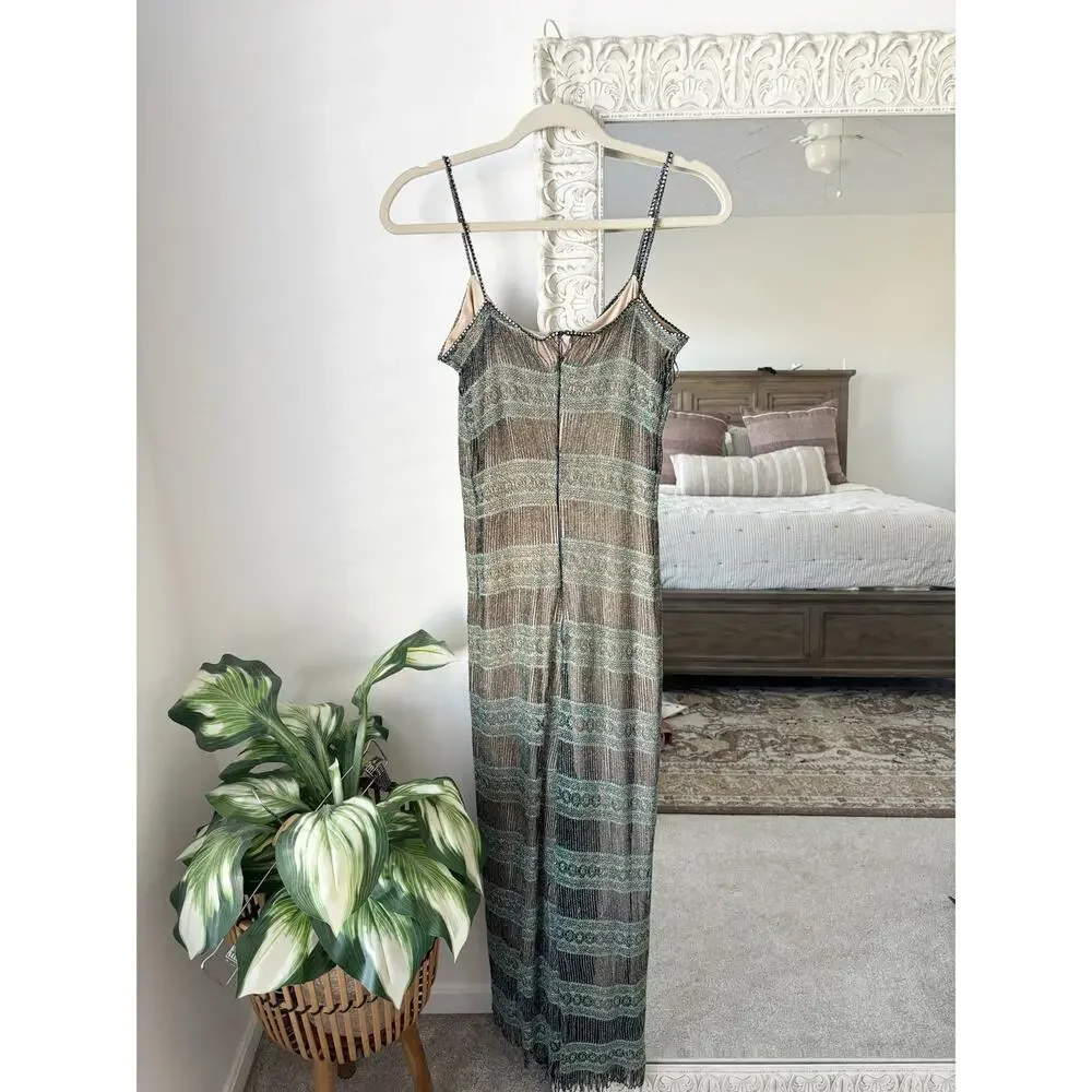 Vintage Shimmery Fringe Midi Maxi Dress - Picture 7 of 7